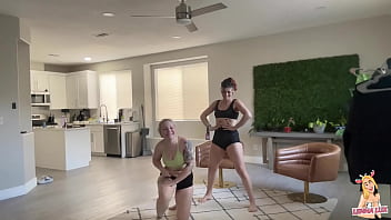 Hot chick wrestles & deadlifts tiny bratty friend