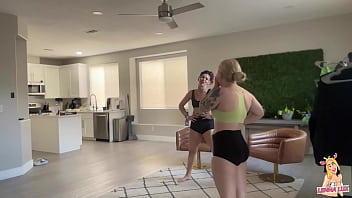 Hot chick wrestles & deadlifts tiny bratty friend