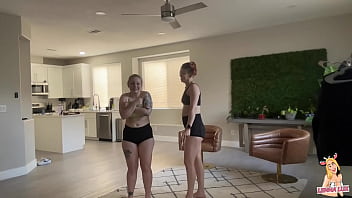 Hot chick wrestles & deadlifts tiny bratty friend