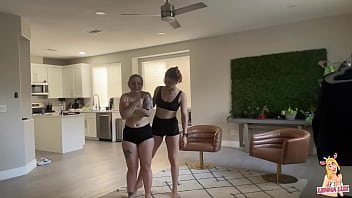 Hot chick wrestles & deadlifts tiny bratty friend