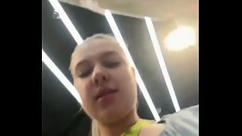 Fingering tight pussy in changing room