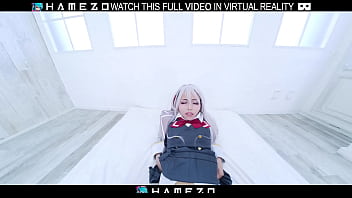 Japanese teen minami sato moans as she gets fucked hard on a bed in vr