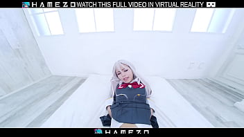 Japanese teen minami sato moans as she gets fucked hard on a bed in vr