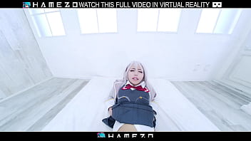 Japanese teen minami sato moans as she gets fucked hard on a bed in vr