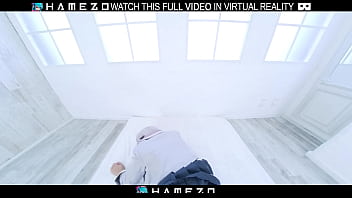 Japanese teen minami sato moans as she gets fucked hard on a bed in vr