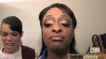 Ebony babe sucks too many white cocks 5