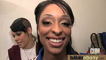 Ebony babe sucks too many white cocks 5