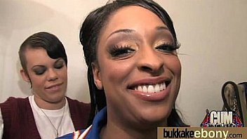 Ebony babe sucks too many white cocks 5