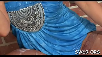 Elegant sweetheart gives head