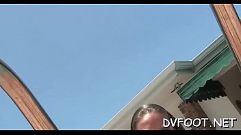 Beauty slaps face with feet