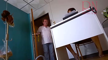 Blowjob in the office enf the boss fucks the secretary in the mouth naked secretary in an apron domination office
