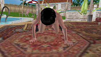 Animated 3d porn video of two lesbian girls fucking each others ass using double dildo