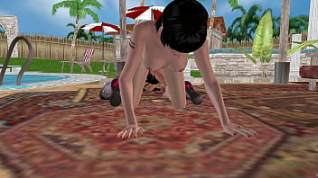 Animated 3d porn video of two lesbian girls fucking each others ass using double dildo