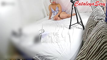 Backstage of a livestream on latinmodelxxxcom model with big ass posing naked and in dresses then fucking with photographer