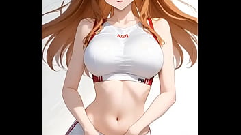 La pelirroja asuka langley de evangelion siendo un poco pervertida