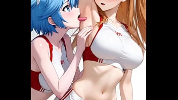 La pelirroja asuka langley de evangelion siendo un poco pervertida