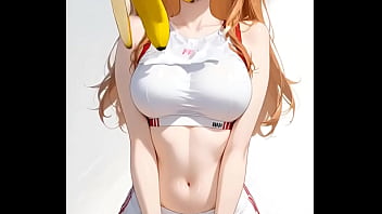 La pelirroja asuka langley de evangelion siendo un poco pervertida