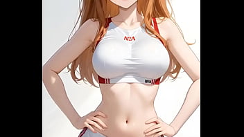 La pelirroja asuka langley de evangelion siendo un poco pervertida
