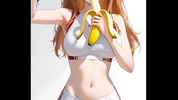 La pelirroja asuka langley de evangelion siendo un poco pervertida