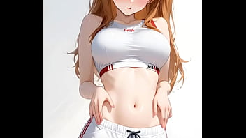 La pelirroja asuka langley de evangelion siendo un poco pervertida