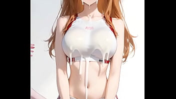 La pelirroja asuka langley de evangelion siendo un poco pervertida