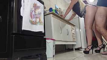 Fucking hot stepmother in the kitchen
