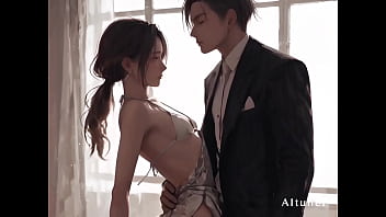 Facing the window small waist in his hands—she sits the light and finishes where it turns golden