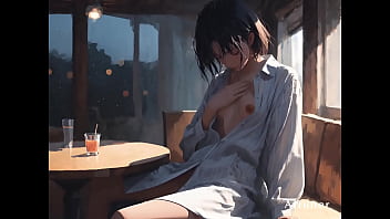 Facing the window small waist in his hands—she sits the light and finishes where it turns golden