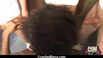 Interracial group blowjob from a ebony slut 27