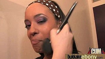 First time ebony with a group of white dicks 1