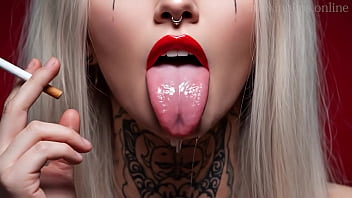 Smoking fetish ai movie red lipstick