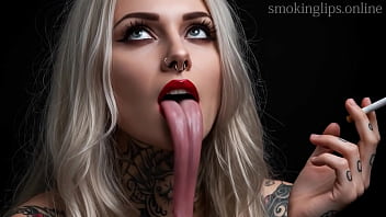 Smoking fetish ai movie red lipstick