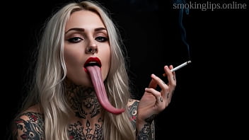 Smoking fetish ai movie red lipstick
