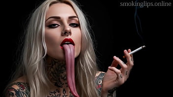 Smoking fetish ai movie red lipstick