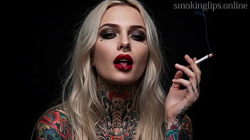 Smoking fetish ai movie red lipstick