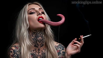 Smoking fetish ai movie red lipstick