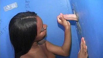 Black chick blows & fucks cock on a naughty gloryhole 28