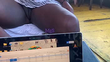 Slutty african whore goes public flashing in a hood bar