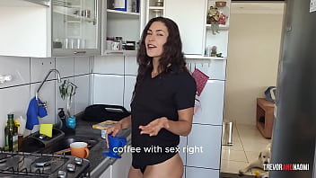 Morning latina gets creamed before coffee