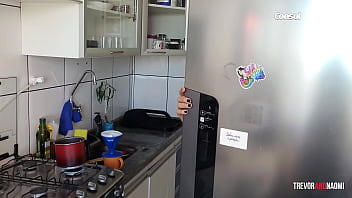 Morning latina gets creamed before coffee