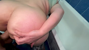 Stepmom didn't feel good teaching stepson sex in the bathroom and she moved to the couch