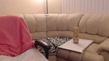 Chubby blonde shows her nice tits and puts a dildo inside her