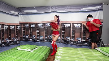 Cheerleader slut fucks entire football team and gets covered in cum part 1