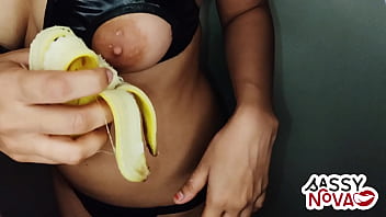 Sexy teen amateur girl play with banana in her body and pussy wearing sexy lingerie bra panty Sexy teen amateur girl play with banana in her body and pussy wearing sexy lingerie bra panty