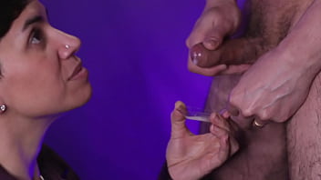 I cum into a spoon she sprinkles some candies in it and gulps it up