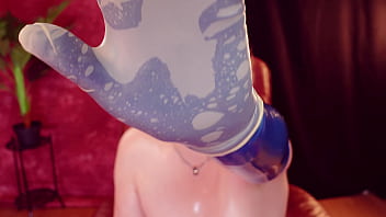 Latex rubber gloves dildo blowjob with ahegao face arya grander Latex rubber gloves dildo blowjob with ahegao face arya grander