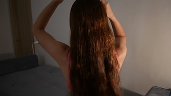 Cum on my stepsister's hair when i helped comb her hair with my dick Cum on my stepsister's hair when i helped comb her hair with my dick