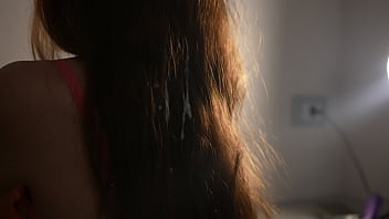 Cum on my stepsister's hair when i helped comb her hair with my dick
