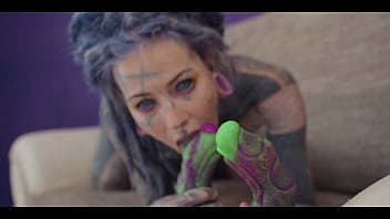 Heavily tattooed babe takes double anal — sloppy blowjob atm and huge gaping holes