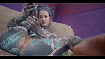 Heavily tattooed babe takes double anal — sloppy blowjob atm and huge gaping holes